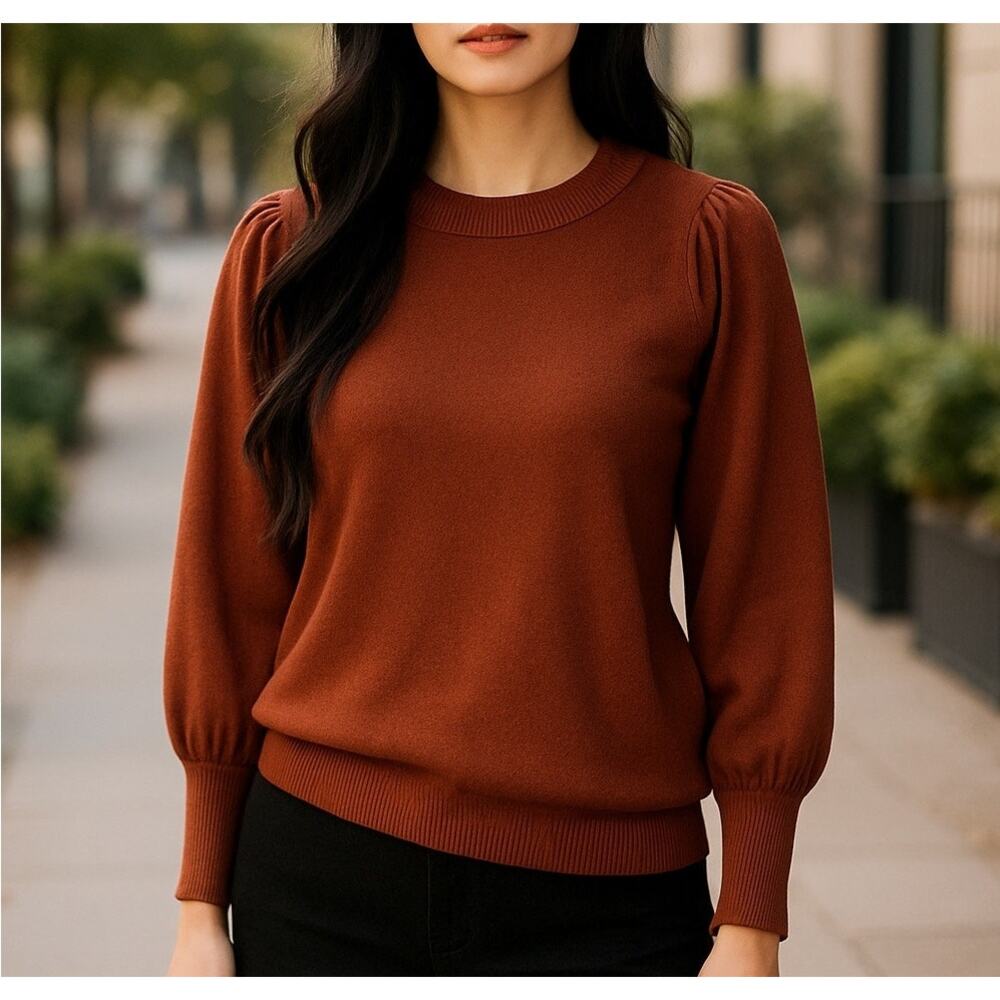 Apiece Apart Dewi Puff Sleeve Cashmere Cotton Sweater Minimalist Size Small